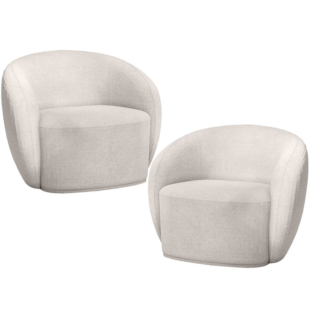 Kit 02 Poltronas Decorativas Para Sala de Estar Living Gliese K01 Bouclê Creme - Lyam Decor