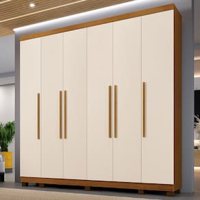 Guarda-Roupa Casal Bari 6 Portas 6 Gavetas Cinamomo/Off White - Panorama Móveis