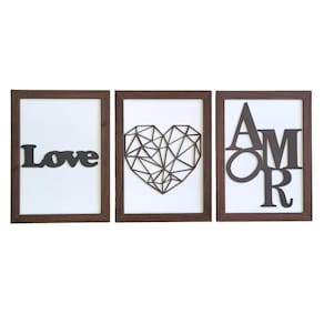 Kit Com 3 Quadros Personalizados Em Mdf (33x24,5) Kit 3 Quadros 1 - Marrom