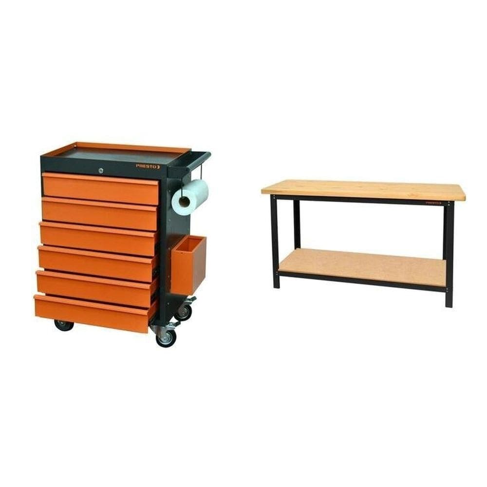 Conjunto Bancada para Ferramentas Carro de Ferramentas Profissional Gavetas Presto Laranja