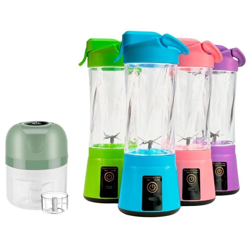 Kit 2x1 mini liquidificador portátil+mini moedor processador