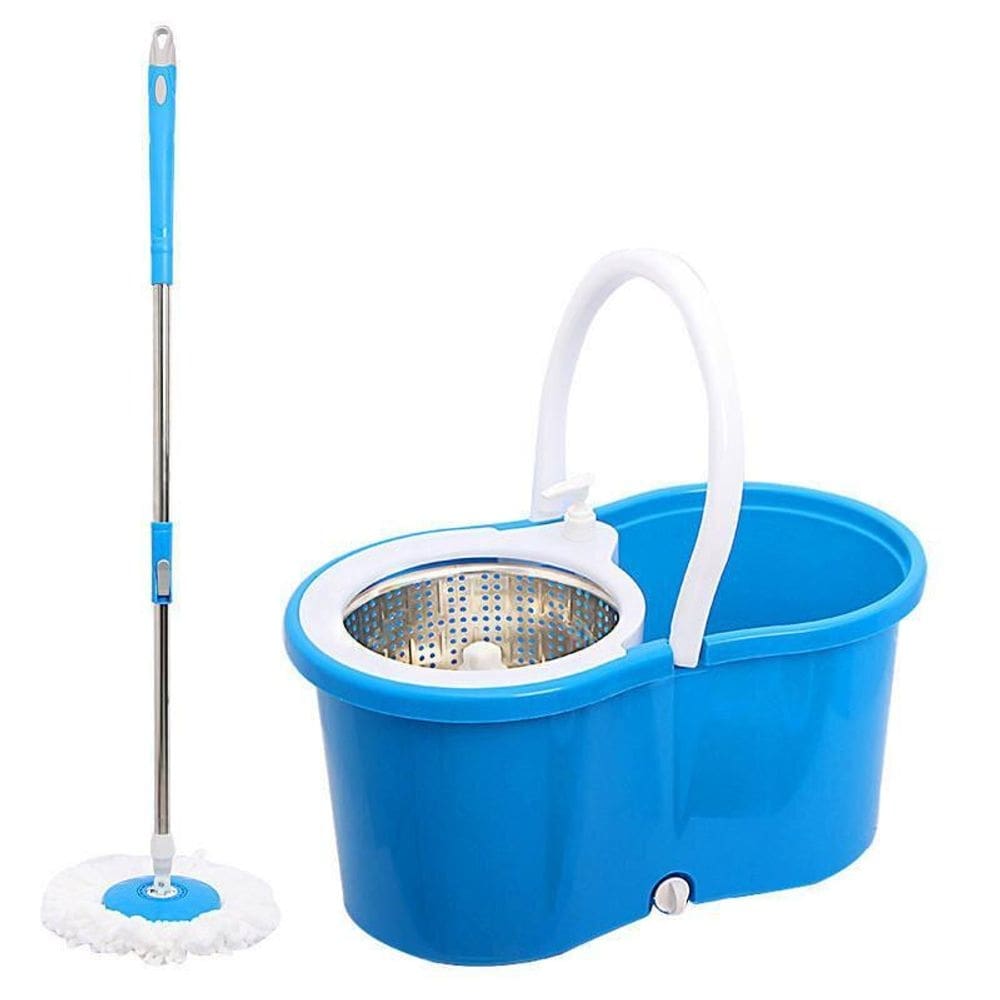Mop esfregão giratório de limpeza inox com rodinha e refil