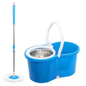 Mop esfregão giratório de limpeza inox com rodinha e refil