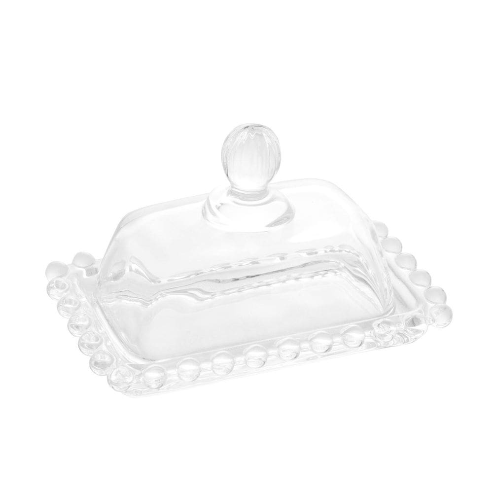 Manteigueira com tampa cristal de cinza pearl 11x7cm wolff
