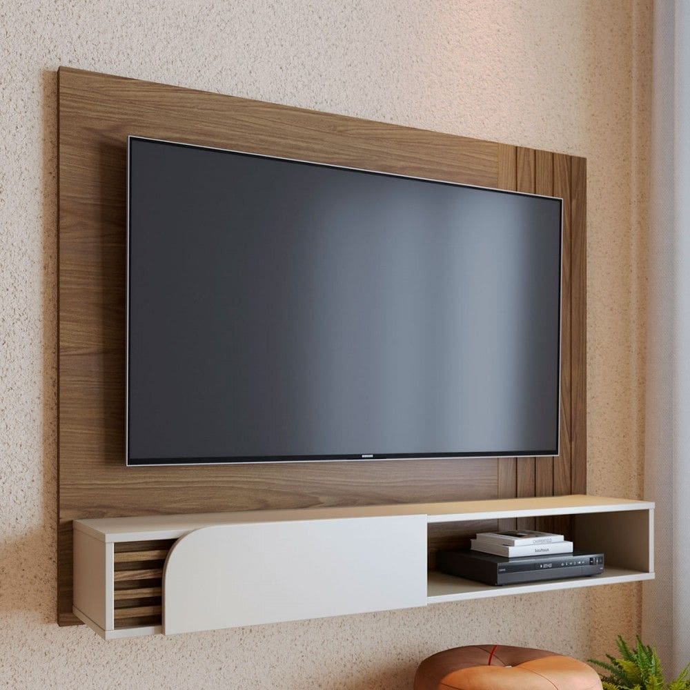 Painel para TV Até 60 Polegadas Jurerê 1 Porta Amêndoa/Off White - Colibri