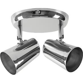 Spot Duplo 2 Luzes com Canopla Sobrepor Direcionável Cromado Prata New Short E27 Llumm Bronzearte Cromado