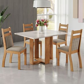 Mesa de Jantar 4 Lugares Puskas Blonde/Perola - Panorama Móveis