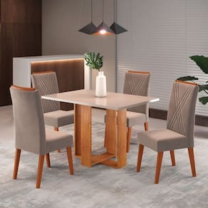 Mesa de Jantar 4 Lugares Nicarágua Blonde/Perola - Panorama Móveis