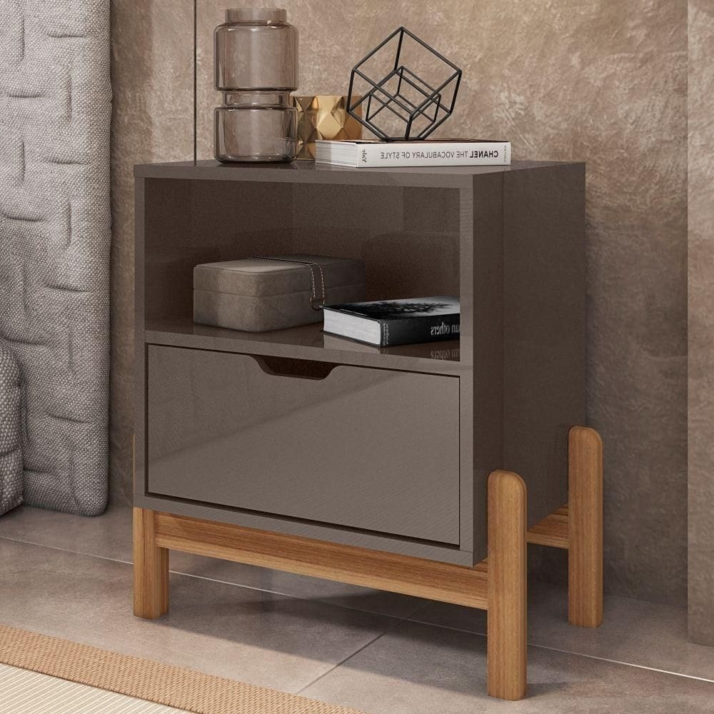 Mesa De Cabeceira Paris Cinza Perola