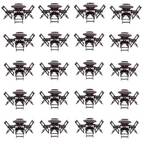 Kit 20 Jogos de Mesa Dobravel com 4 Cadeiras Tampo Redondo 70x70 Tabaco