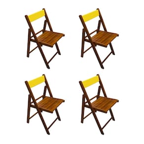 Kit 4 Cadeiras Dobraveis em Madeira Robusta Yellow - Castanho