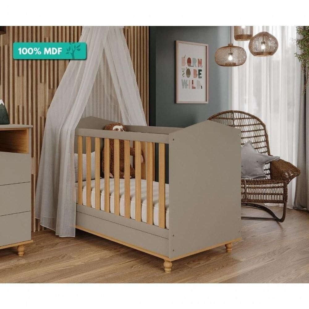Berço Mini Cama Montessoriano 100% Mdf Mimo Permobili Fendi/Nature Fendi/Nature