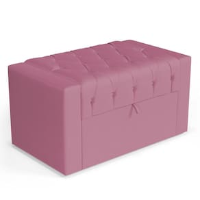 Calçadeira Báu Solteiro Atena 90cm Capitonê Suede Rosa - Desk Design