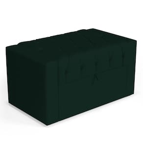 Calçadeira Báu Solteiro Atena 90cm Capitonê Veludo Verde Escuro - Desk Design