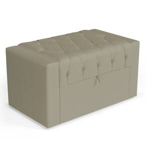 Calçadeira Báu Solteiro Atena 90cm Capitonê Veludo Bege - Desk Design