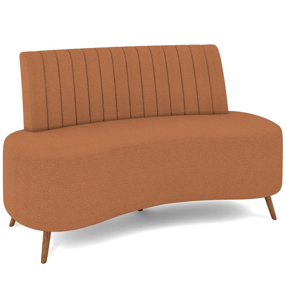 Sofá Chaise Living 2 Lugares 135cm Para Sala Cayman K01 Bouclê Mostarda - Lyam Decor