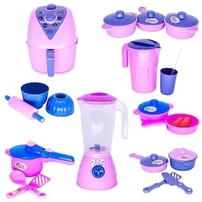 Brinquedo cozinha menina jogo panela air fryer jarra 21pç