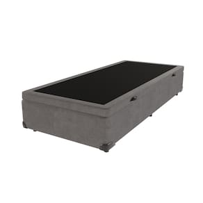 Base Box Baú Solteiro Cinza de Madeira 88cm KazaMix