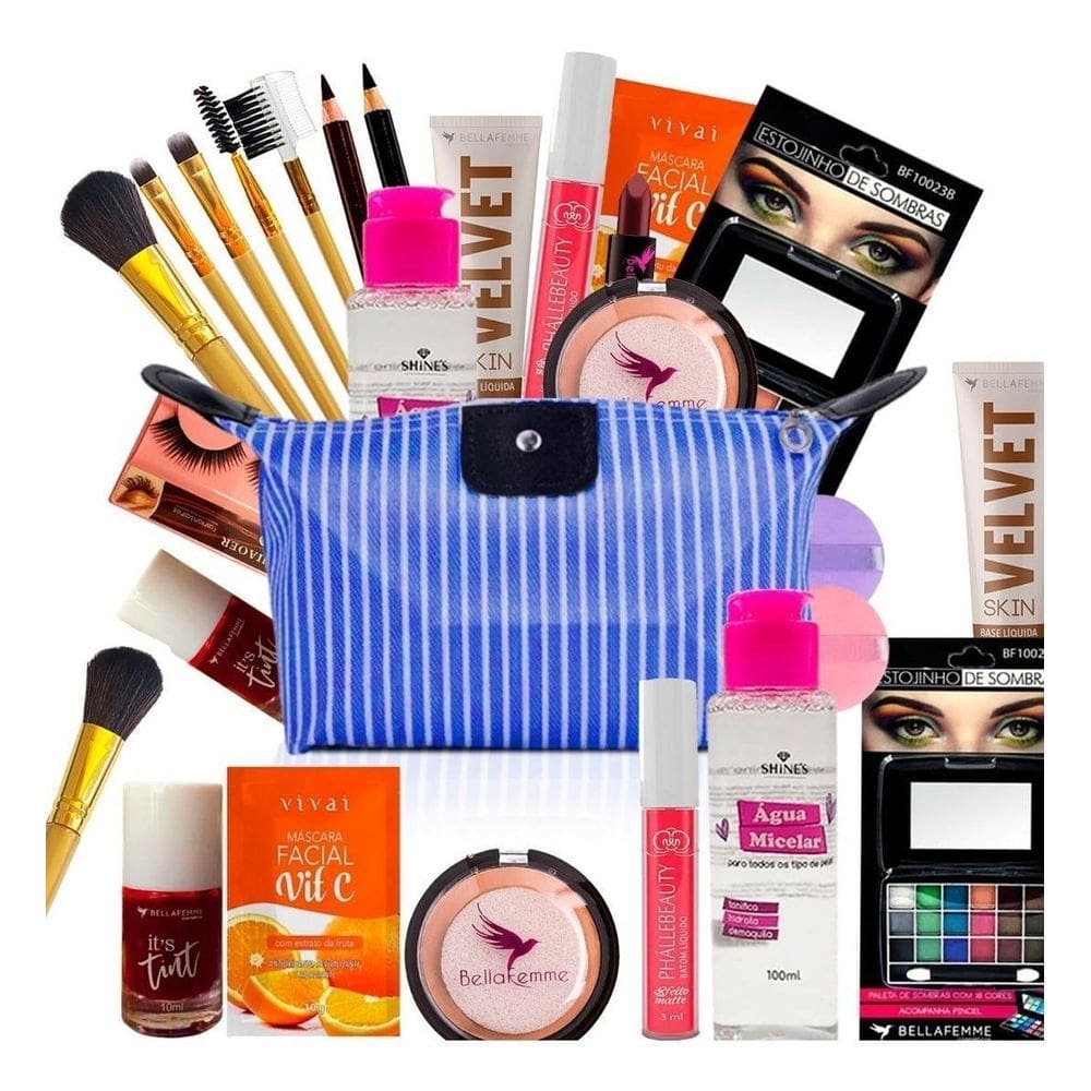 Kit maquiagem lip tint completo bella femme pele negra