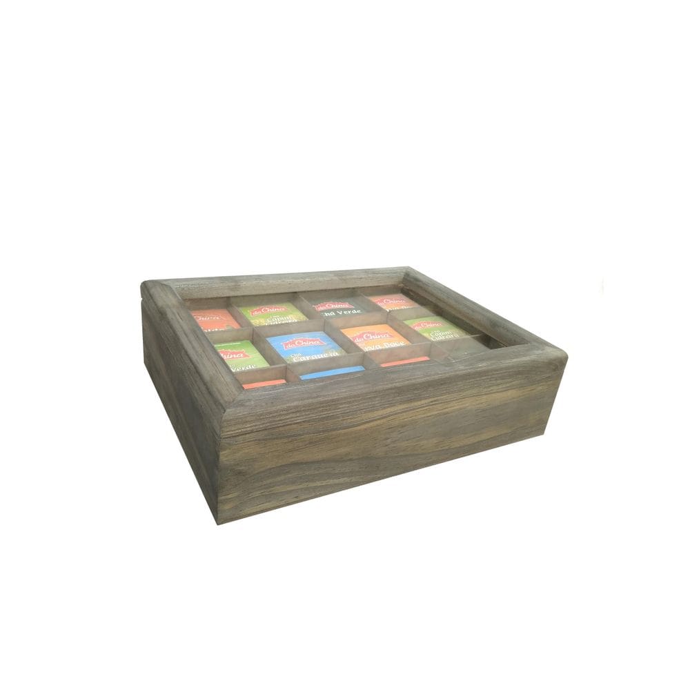 Caixa para 12 chá- ébano rústica