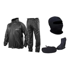 Kit capa chuva jaqueta calça polaina piracapas toca preta-m