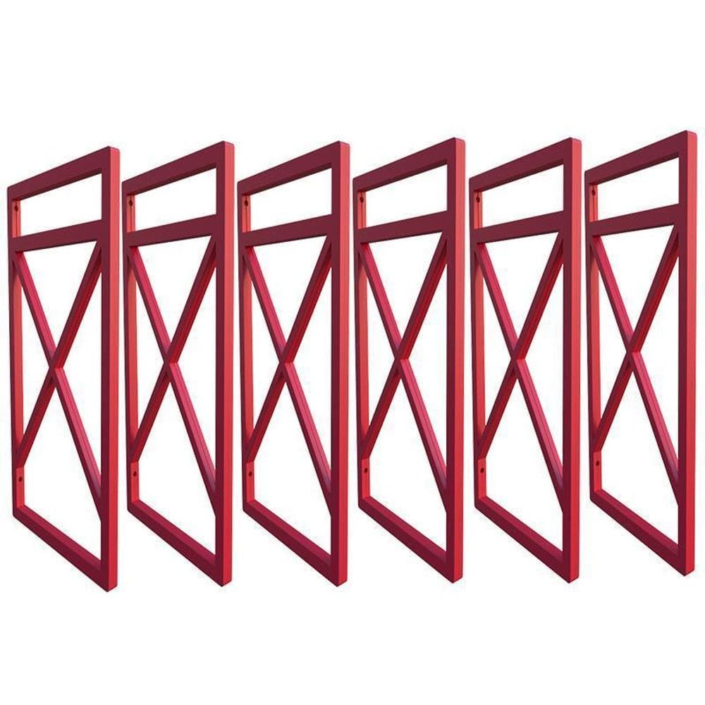 Seis suporte para prateleira estilo industrial cor vermelho
