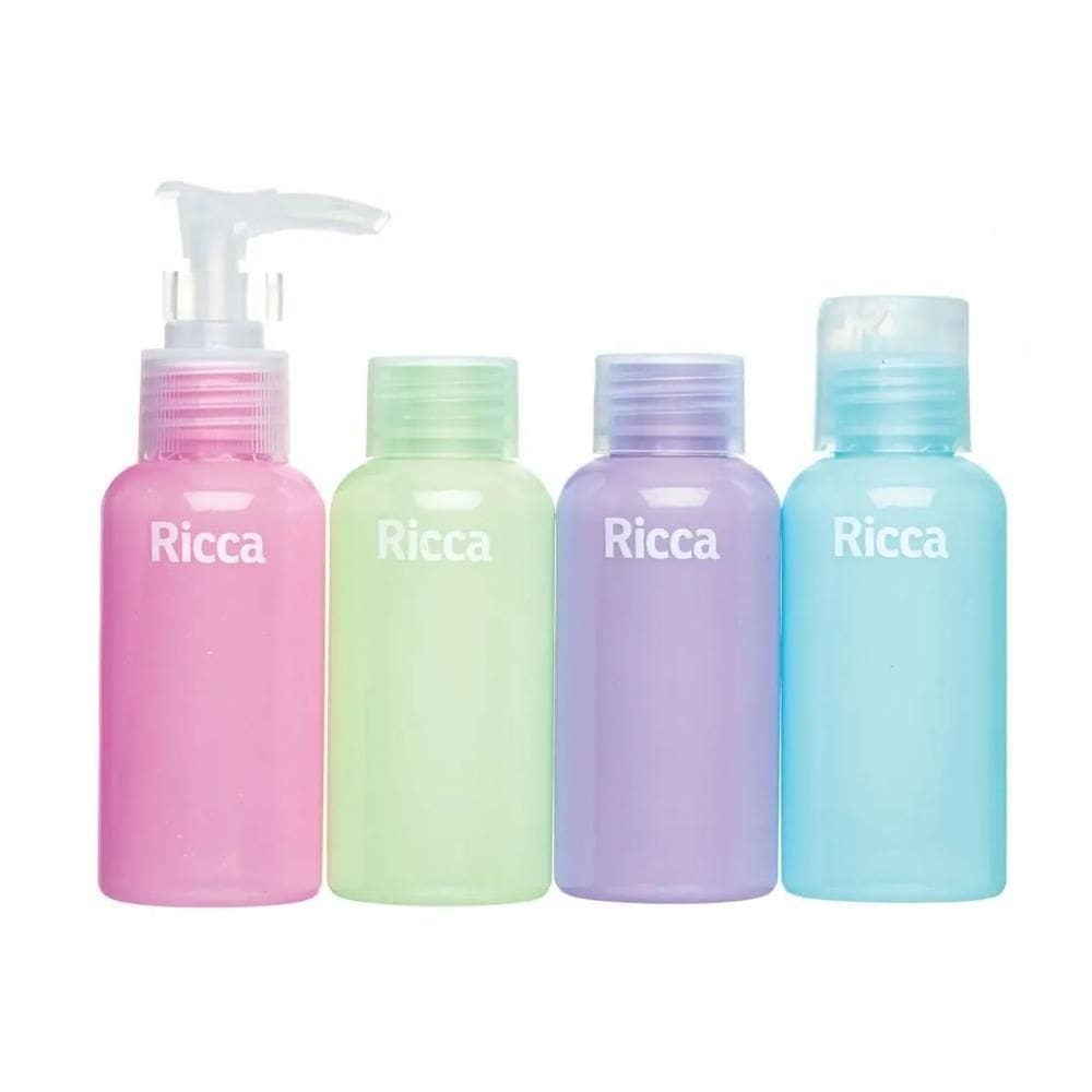 Conjunto com 4 frascos de viagem ricca código 3288