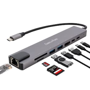Hub usb c type c 8 portas 4k carregador 2 usb-c 3.0 rj45 lan