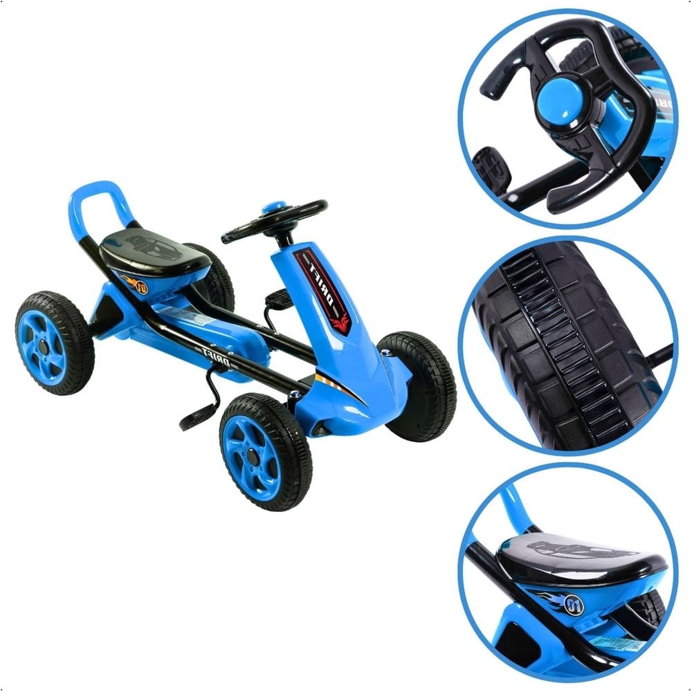 Kart Go Uni Toys Rosa até 50Kg a pedal com volante direcionável Brinquedo