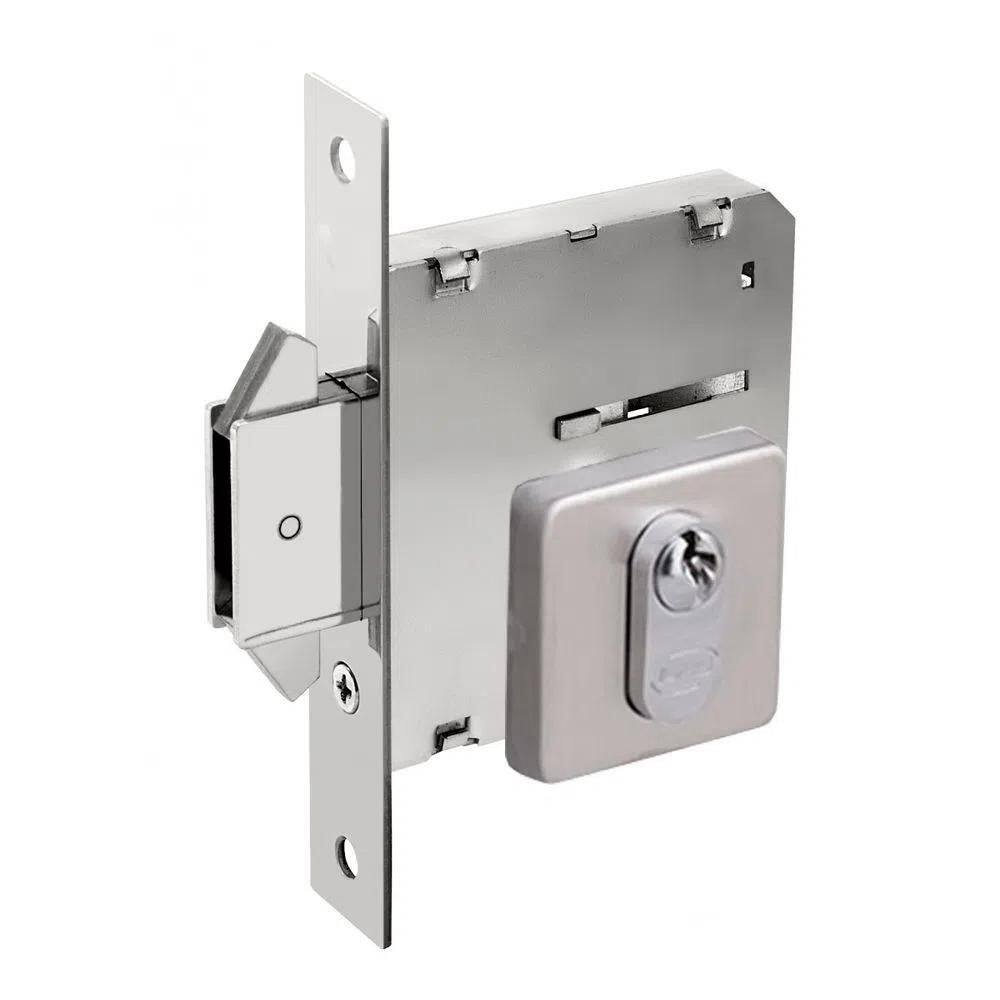 Fechadura externa bico duplo 1006 45mm inox escovado arouca