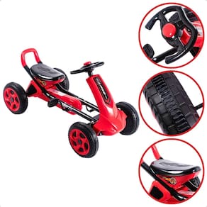 Kart Go Uni Toys Vermelho até 50Kg a pedal com volante direcionável Brinquedo