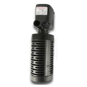 Bomba submersa com filtro oxigena e filtra a água. 300 lt/h.