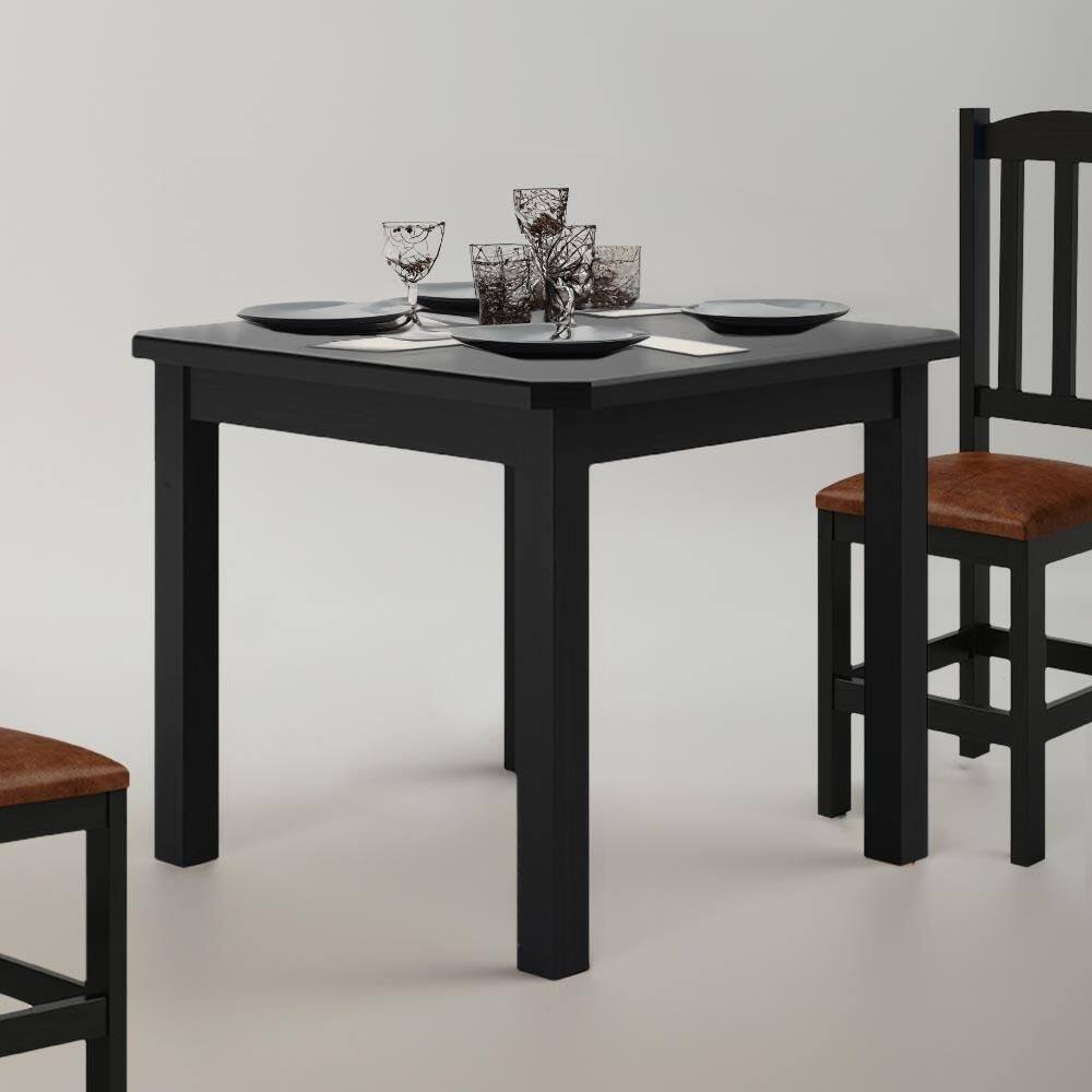Mesa De Jantar 4 Lugares 88cm Com Pés Em Madeira Maciça Robusta Preto Safira Shop Jm - Preto