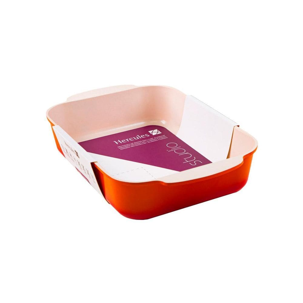 Assadeira trevessa hercules retangular laranja antiaderente