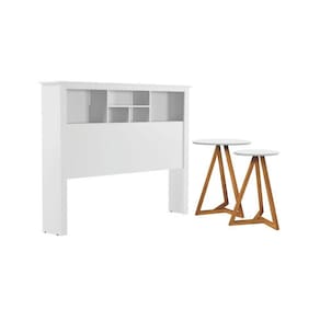 Conjunto De Cabeceira Com Mezanino Lateral Branco Nature