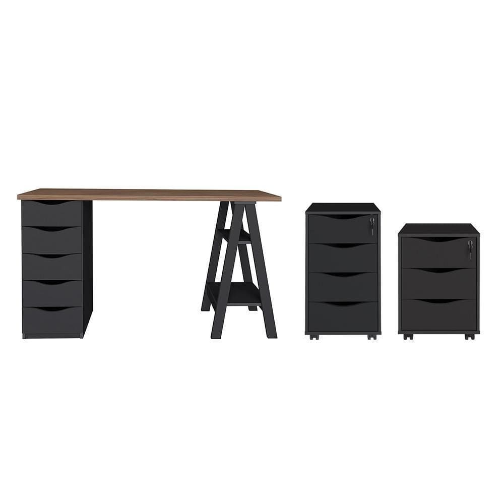 Conjunto Escritório Completo Solingen Nogal Preto