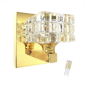 Kit 5 Arandela Dourada Cristal K9 Interna Quarto Bet39 + Led