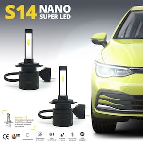 Par Lâmpadas H7 Farol Baixo Fiat Palio G5 2012 2013 Super Led Mini Nano 6000k Sem Adaptar Furar Tampa Shocklight S14