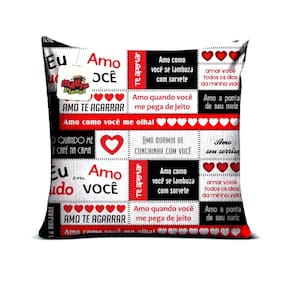 Almofada 40x40 Presente Dia dos Namorados Eu Amo Tudo Em Você