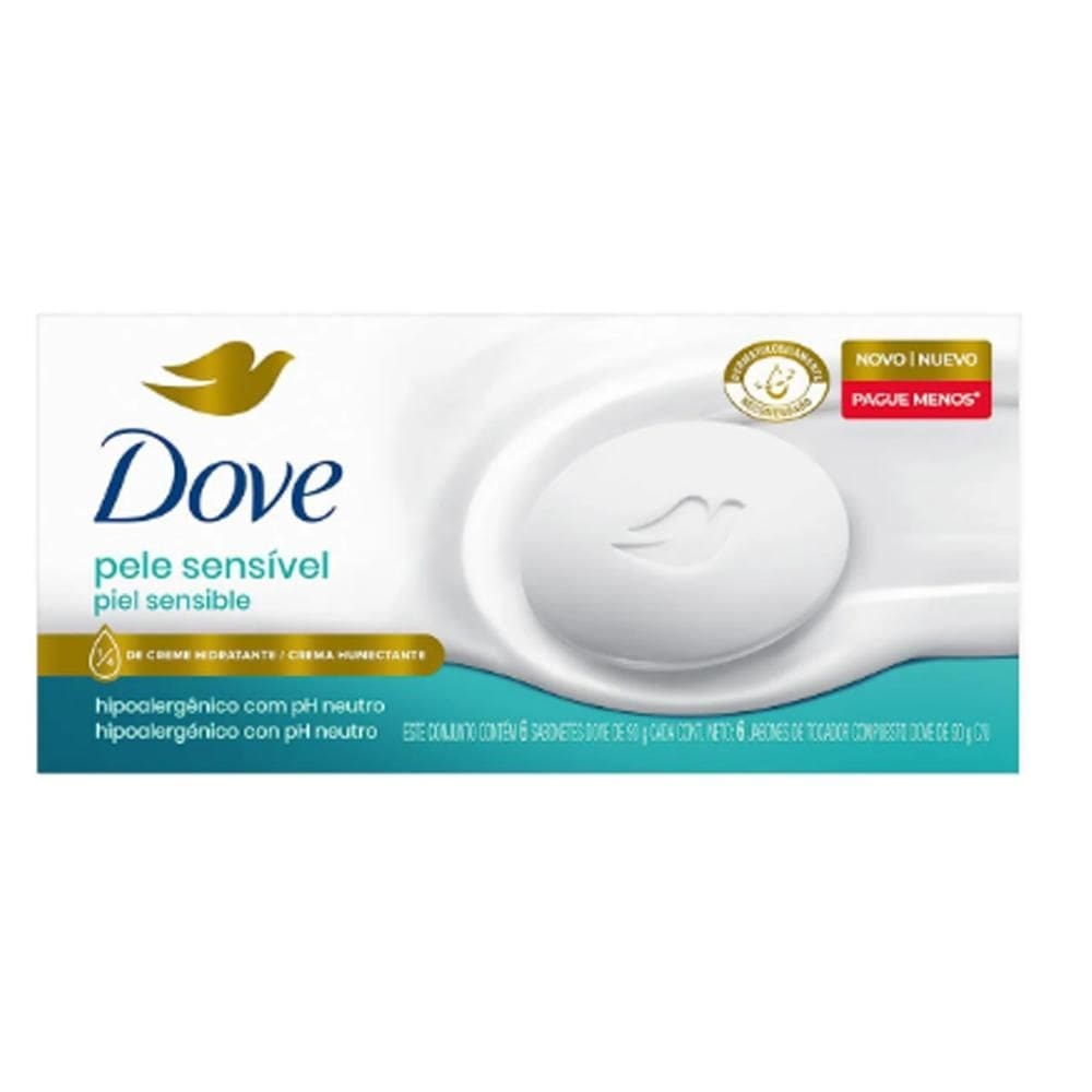 Pack Sabonete em Barra Dove Pele Sensível Envoltório 6un de 90g