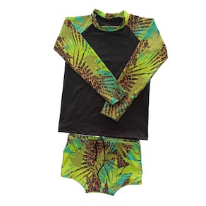 Conjunto de praia infantil masculino proteção UV - camiseta raglan e sunga boxer 0 a 16 anos
