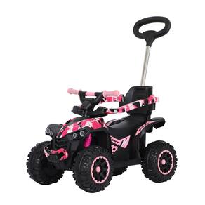Quadriciclo com empurrador e aro protetor Rosa e Preto Uni Toys