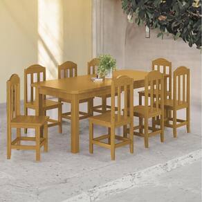 Conjunto Mesa Com 8 Cadeiras Em Madeira Maciça 200cm Marrom Olivia Shop Jm