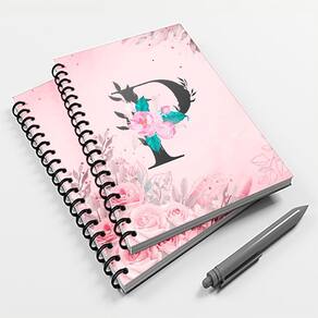Caderno Universitário 96 fls Floral Letra P