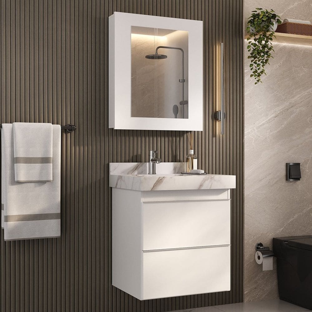 Espelheira para Banheiro Lisa 60cm Branco