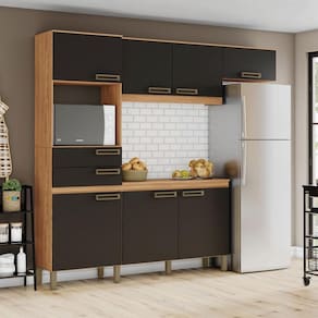 Kit Cozinha Compacta Ambiente B107 Nature Preto Hp - Briz