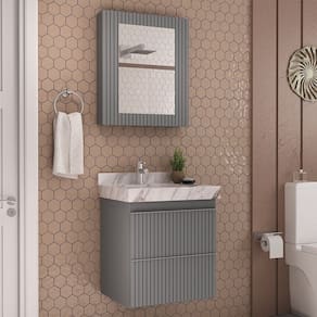 Espelheira para Banheiro Ripy 60cm Cinza