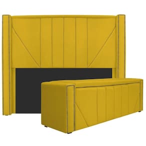 Kit Cabeceira E Calçadeira Baú Casal 140cm Corano