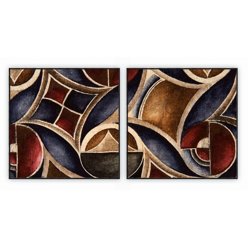 Kit Com 2 Quadros Decorativos Abstratos Com Moldura Para Sala Quarto Escritório 92x92 Abstrato 011