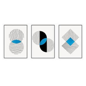 Kit Com 3 Quadros Decorativos Abstratos Com Moldura Para Sala Quarto Escritório 67x92 Abstrato 004